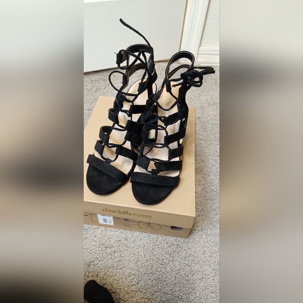 Charlotte Russe Black Lace-Up Heels